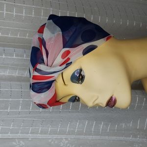 VINTAGE 50's 60's bohemian scarf groovy union made Polka-dot head wrap